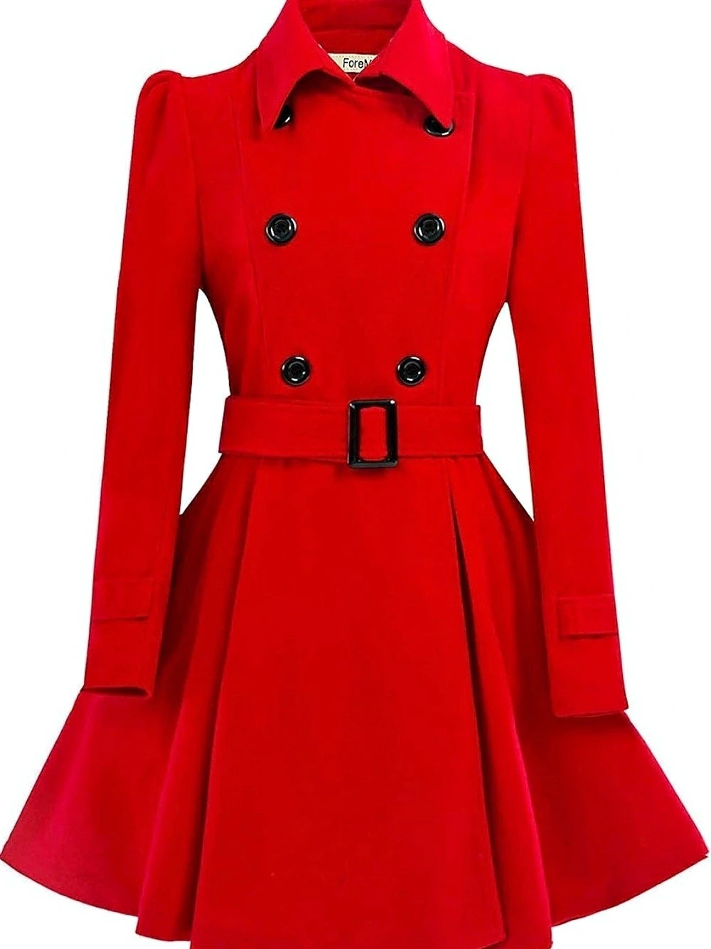 Red Wool Double-Breasted Dress Pea Coat Like New XL